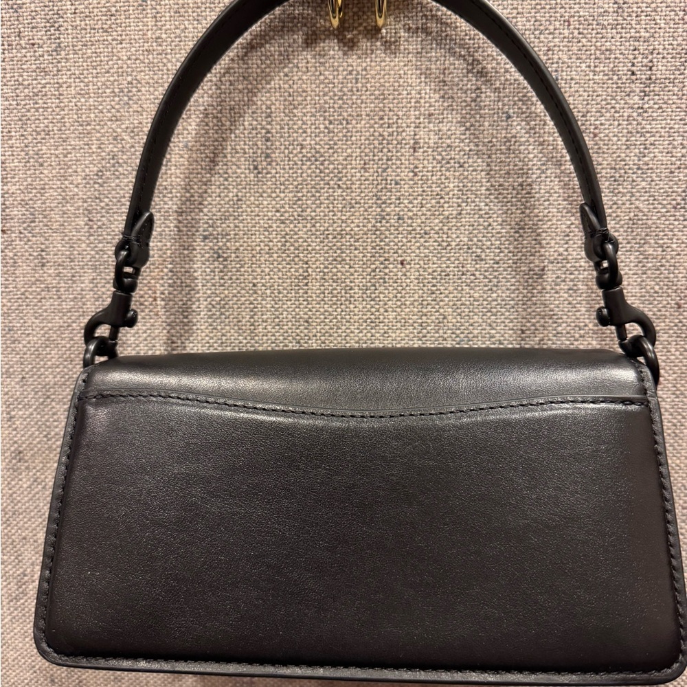 Coach Tabby Shoulder Bag 20 Black refined calf leather with signature canvas - Picture 5 of 15